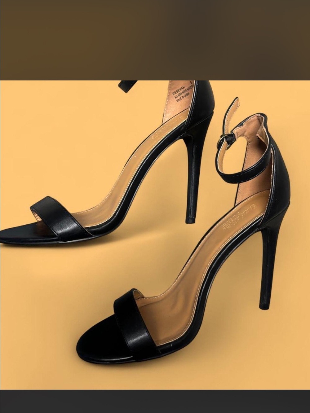 Classic Black Ankle-Strap Stiletto Heels size 8
